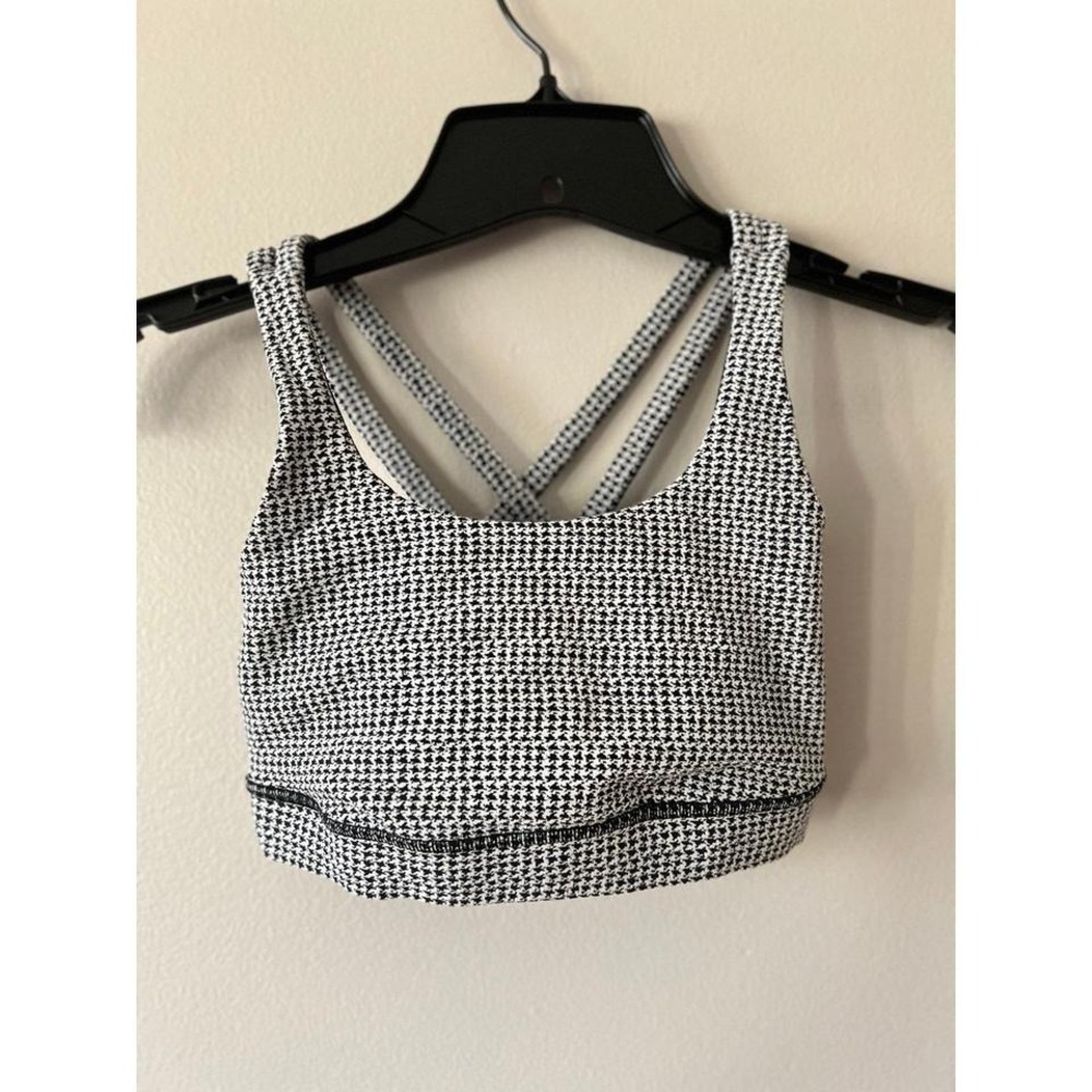 Lululemon Energy Bra Black White Houndstooth Print Size 2